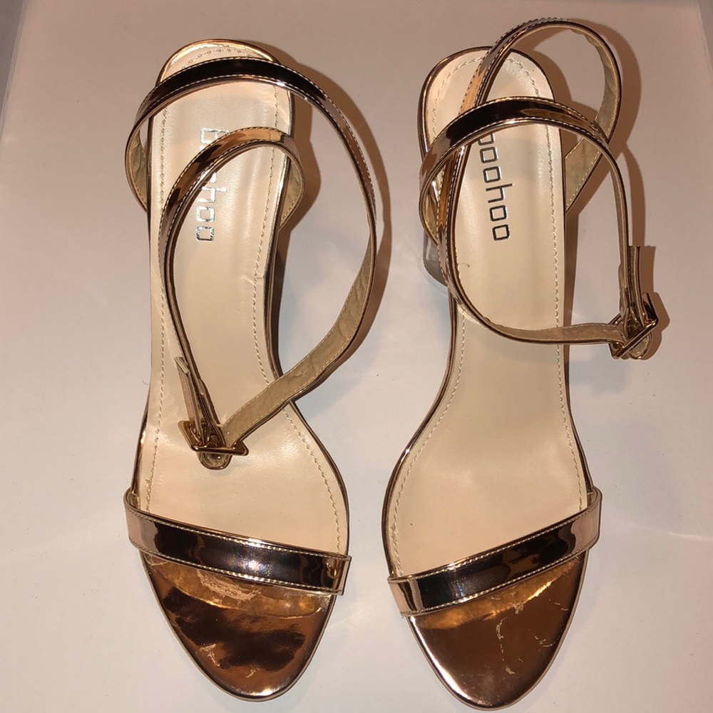 Rose gold Glass heels sandals